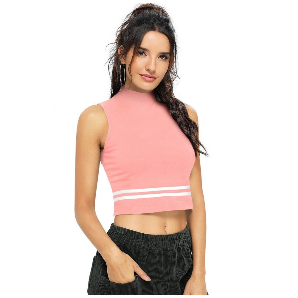 Peach polyester top for women — full look