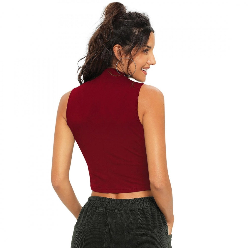 Maroon polyester top for women — styled view