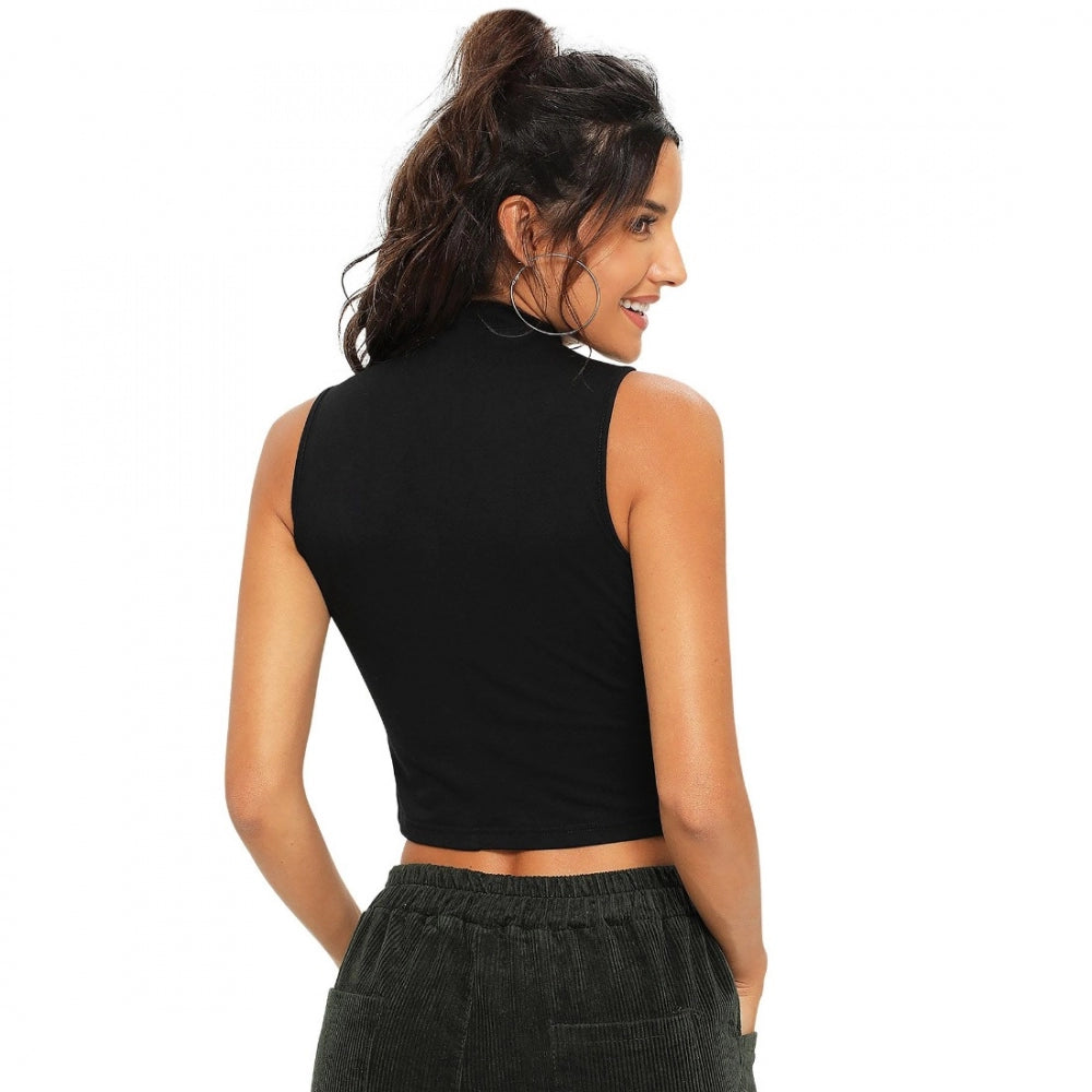 Black polyester top for women — styled view