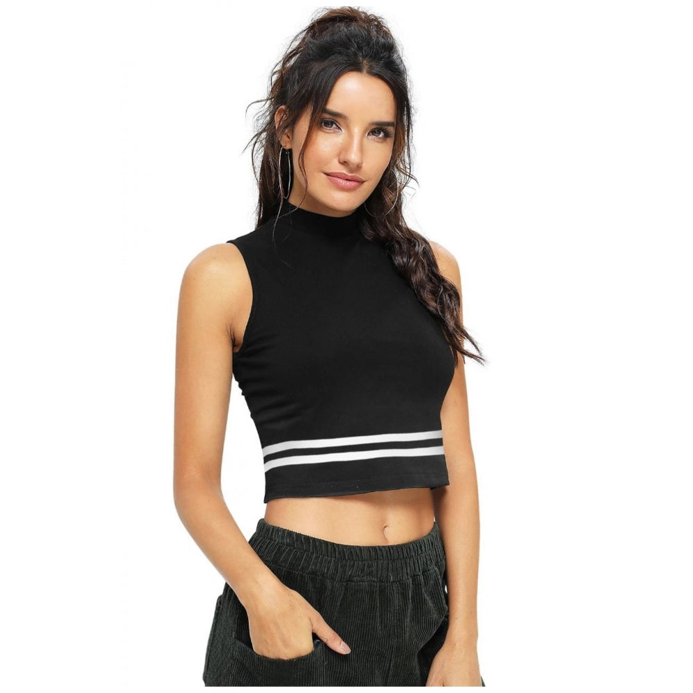 Black polyester top for women — full look