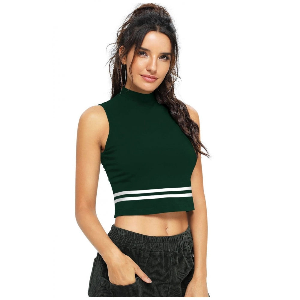 Green polyester top for women — full look