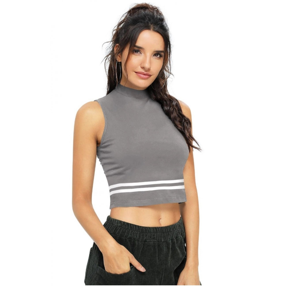 Grey polyester top for women — side angle