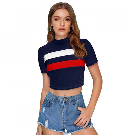 Red polyester-spandex blend top for women — front view
