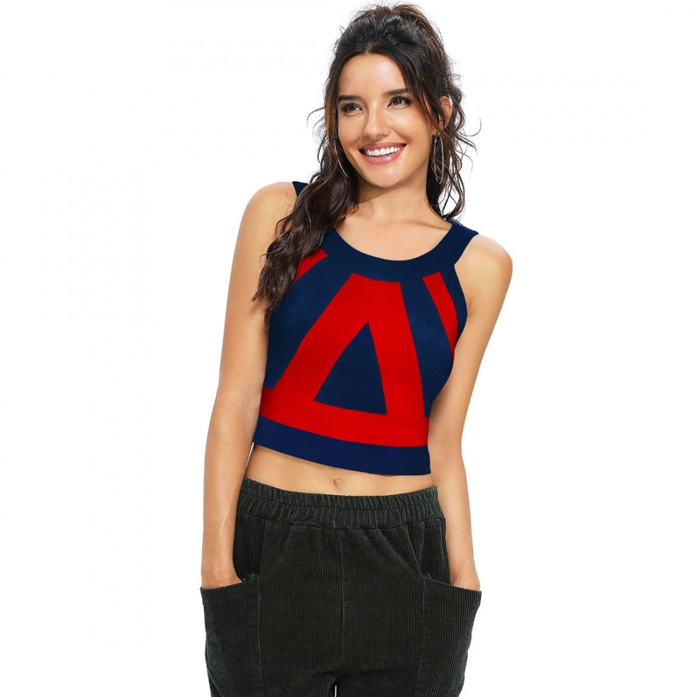 Red polyester-spandex blend top for women — front view