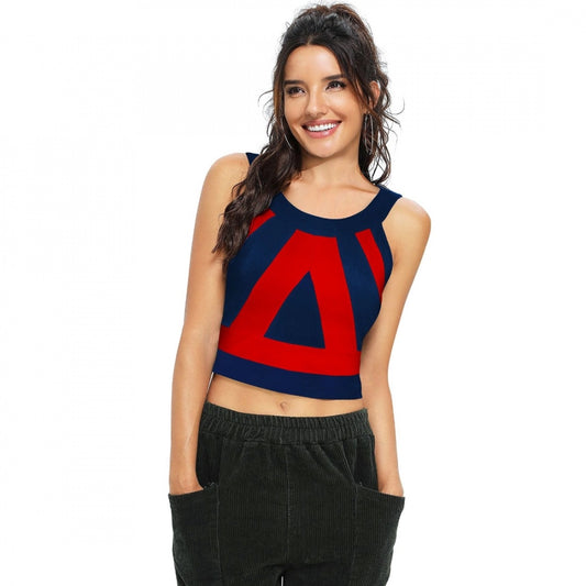Red polyester-spandex blend top for women — front view