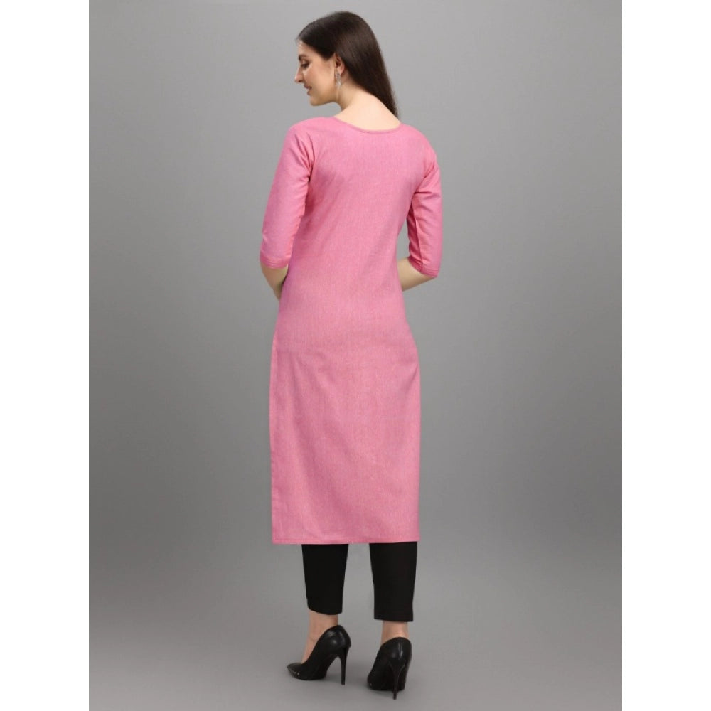 Women's Cotton Straight Kurti (Pink)