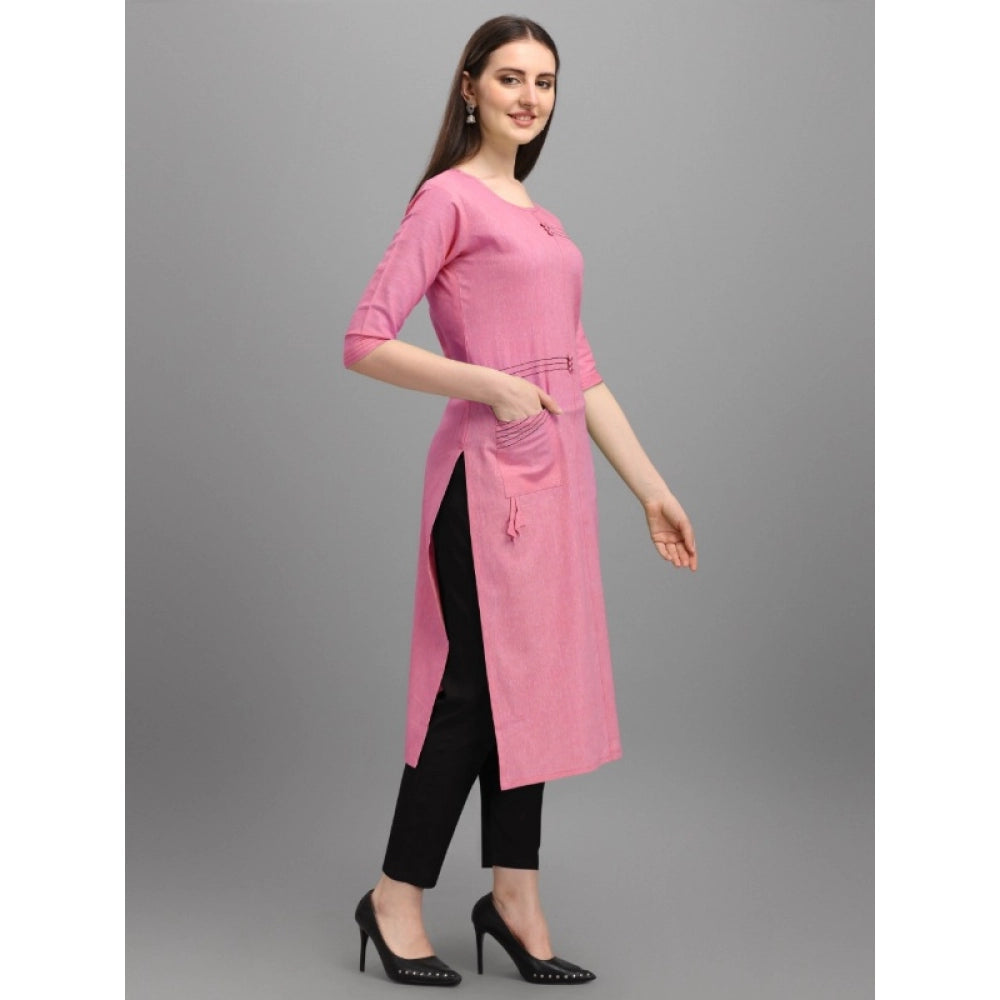 Women's Cotton Straight Kurti (Pink)