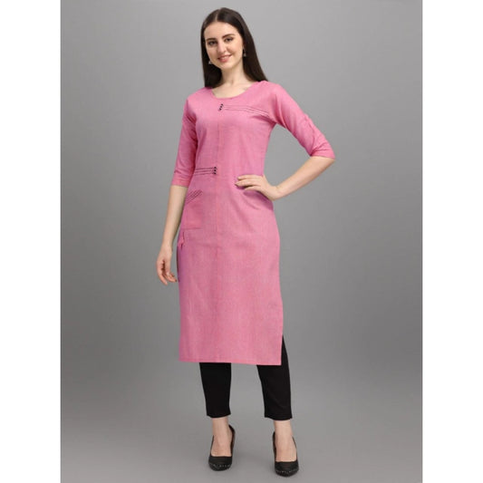 Women's Cotton Straight Kurti (Pink)