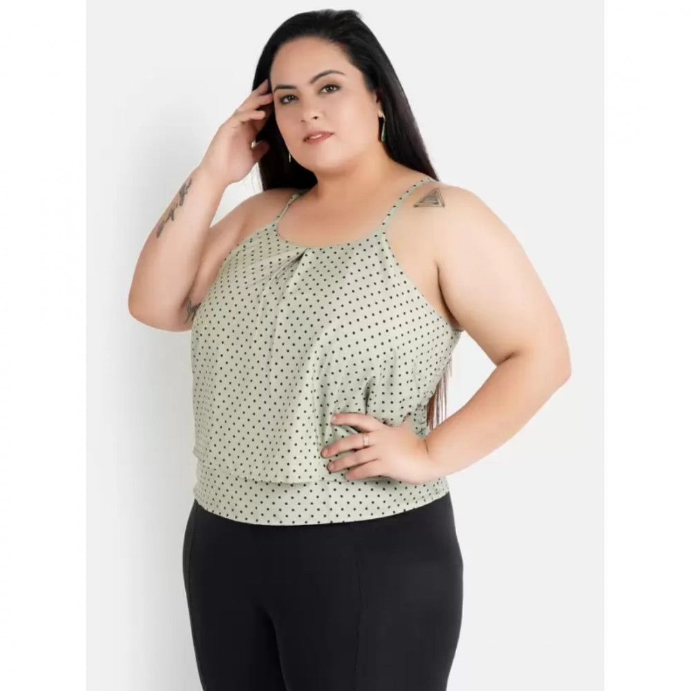 Grey crepe top for women — full look