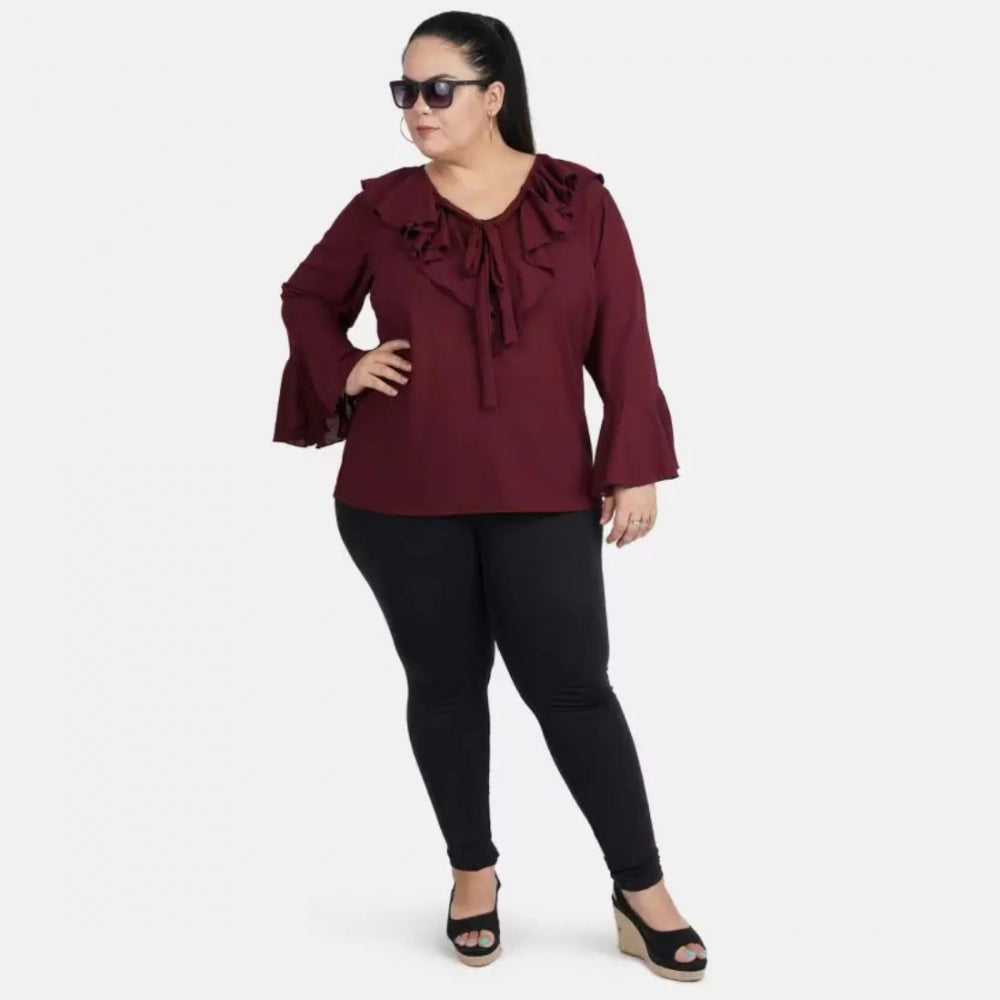 Maroon georgette top for women — styled view