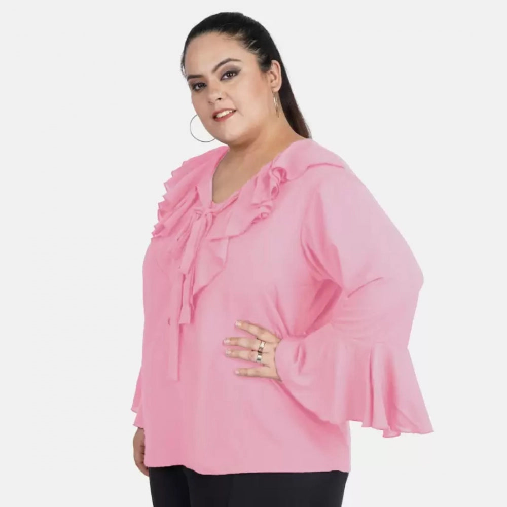 Pink georgette top for women — detail view