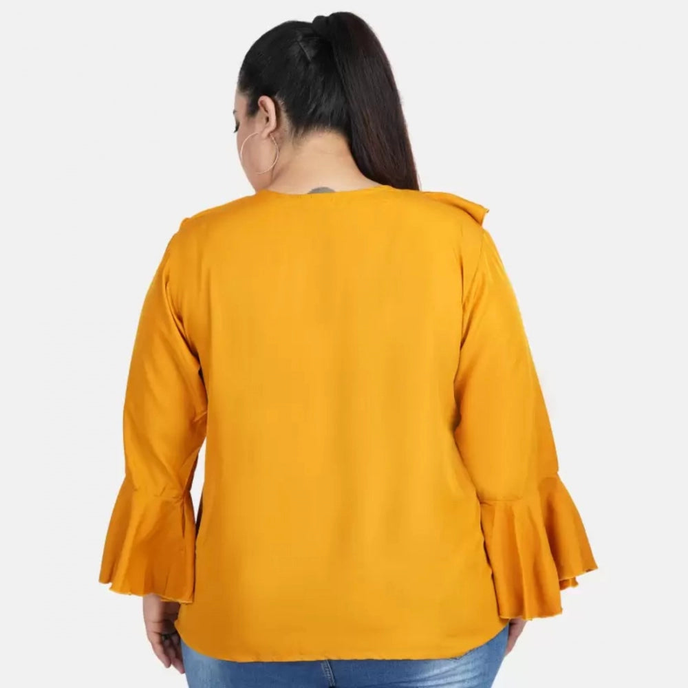 Yellow georgette top for women — full look