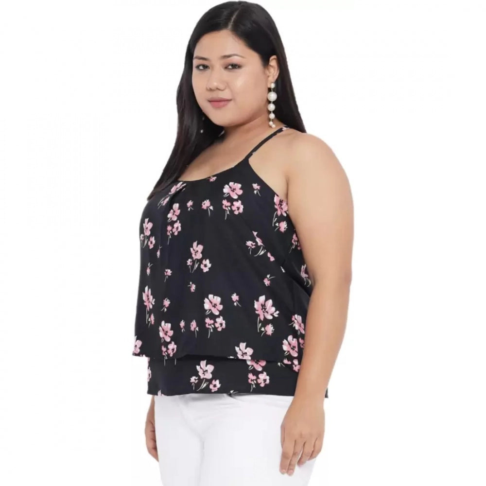 Black polyester top for women — full look