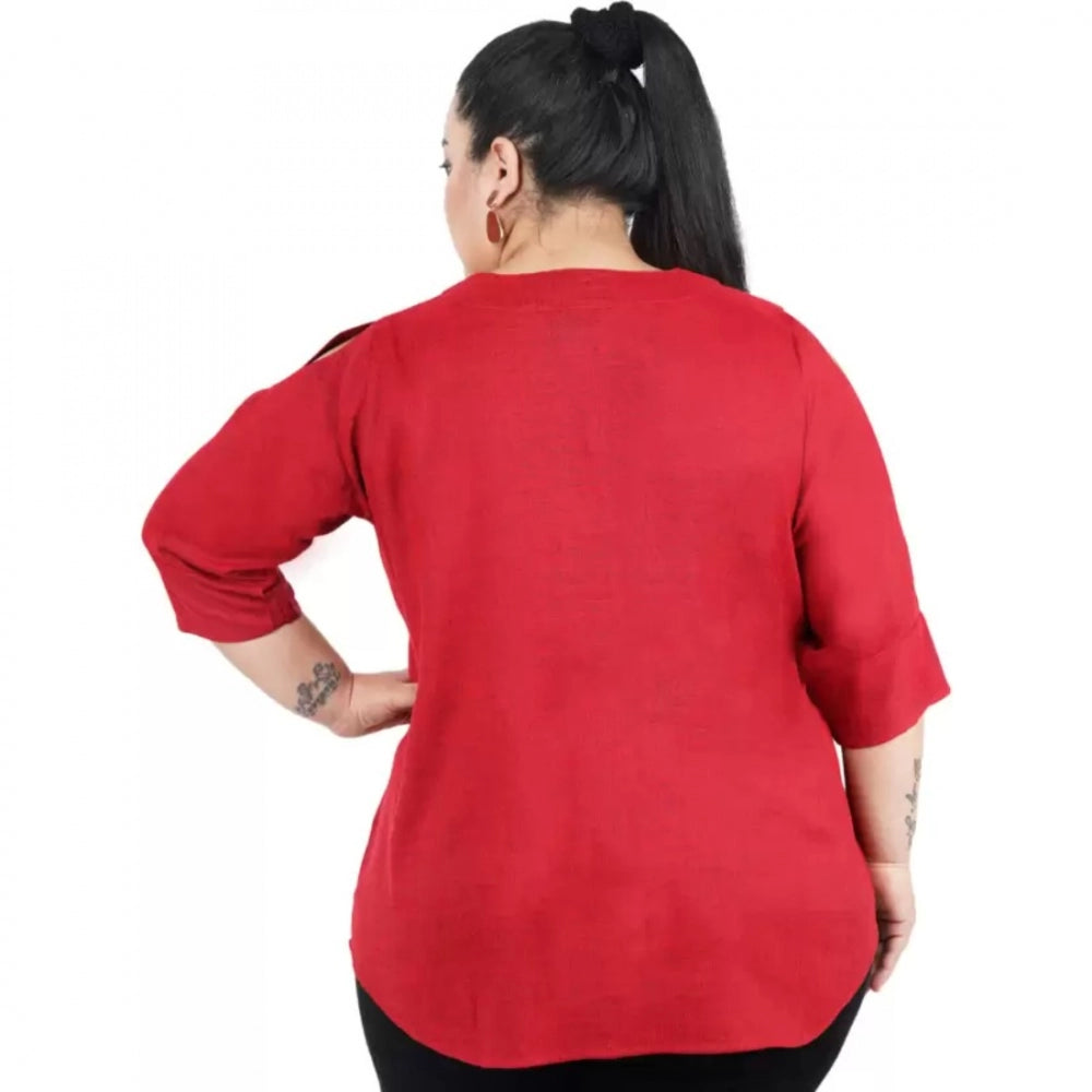 Maroon cotton-linen blend top for women — styled view