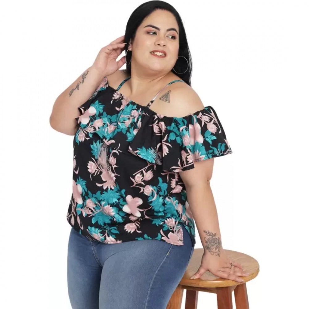 Black polyester top for women — full look