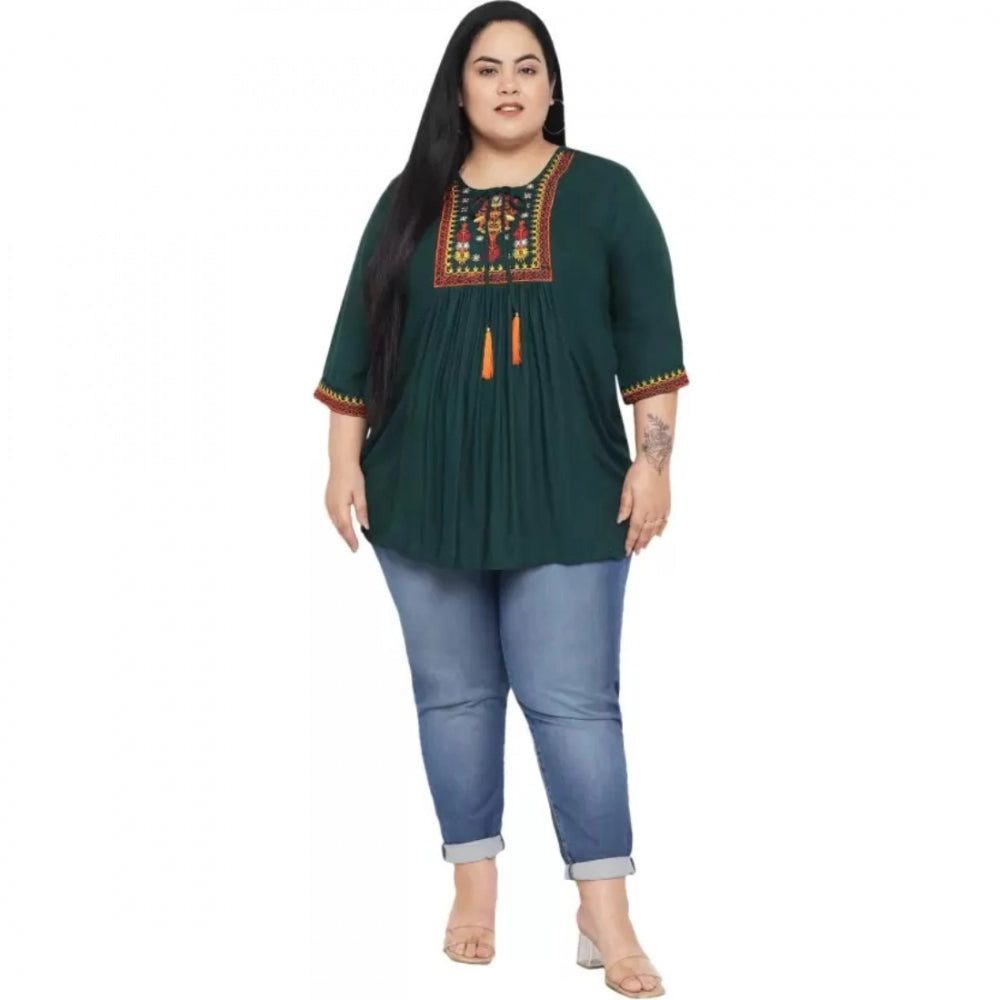 Dark Green rayon top for women — styled view