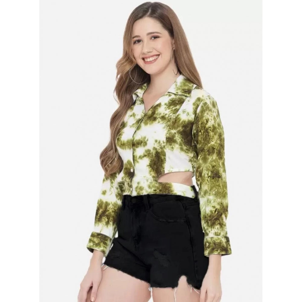 Green rayon top for women — detail view