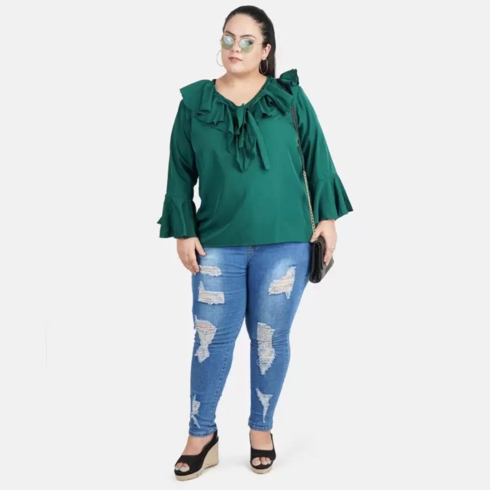Green georgette top for women — styled view