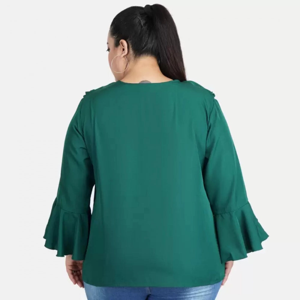 Green georgette top for women — full look