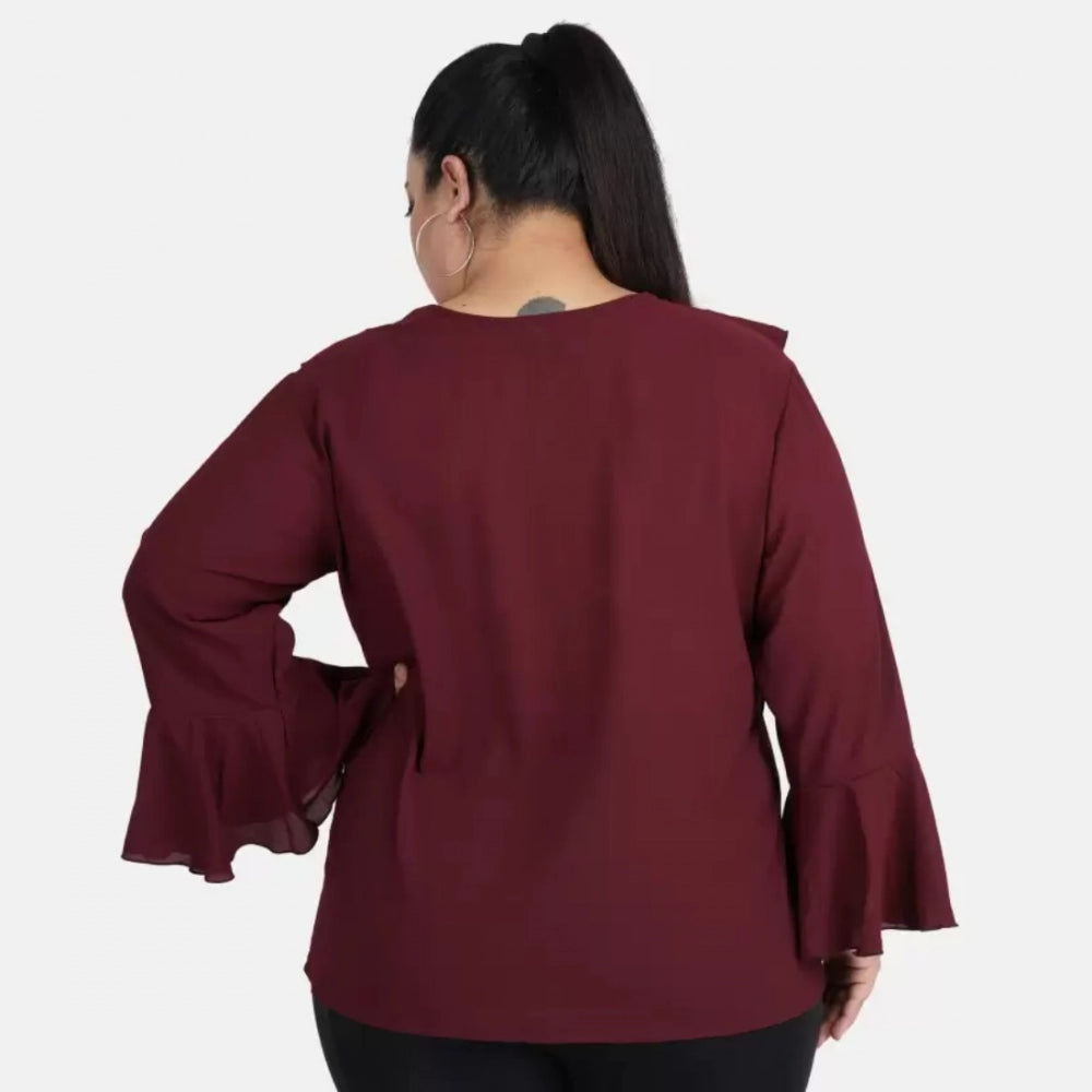 Maroon georgette top for women — full look