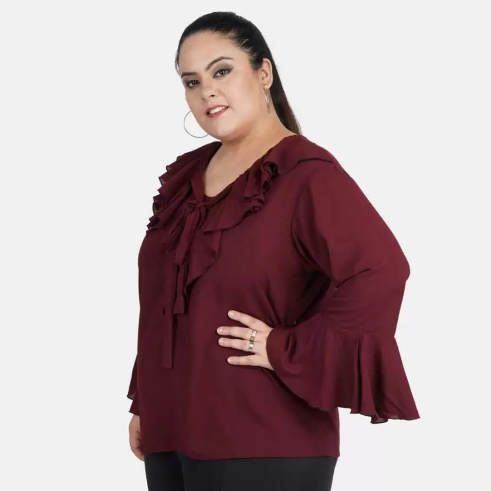 Maroon georgette top for women — detail view