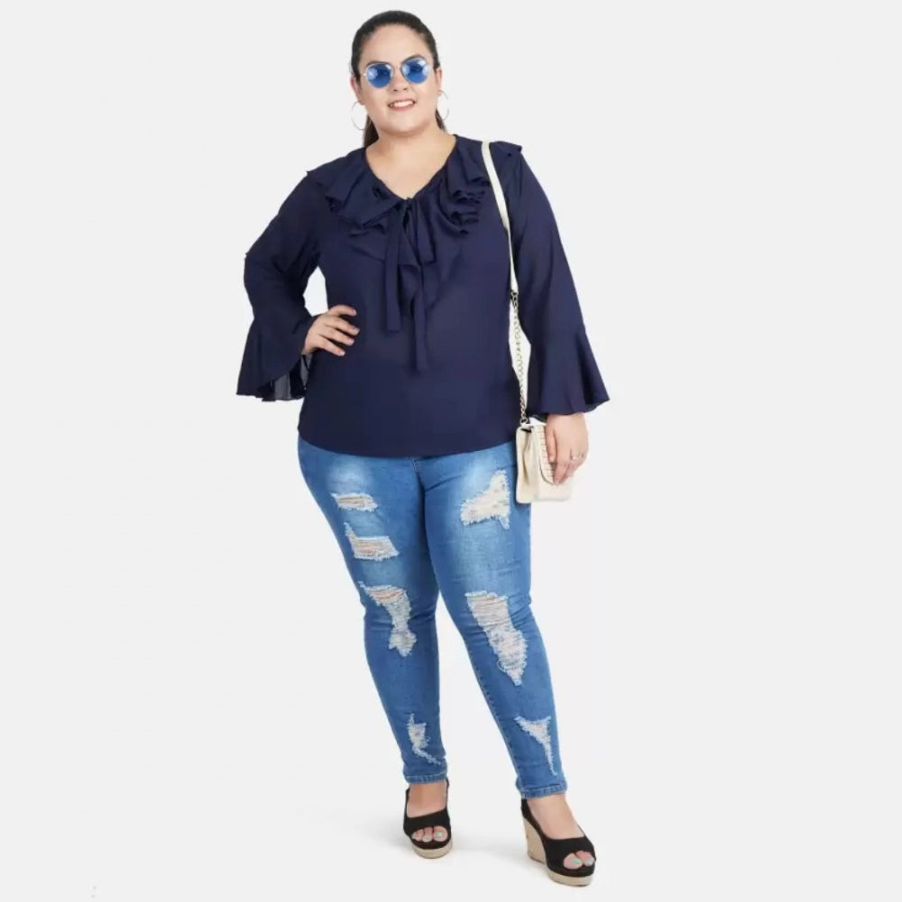 Blue georgette top for women — styled view