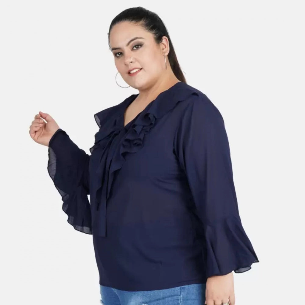 Blue georgette top for women — detail view