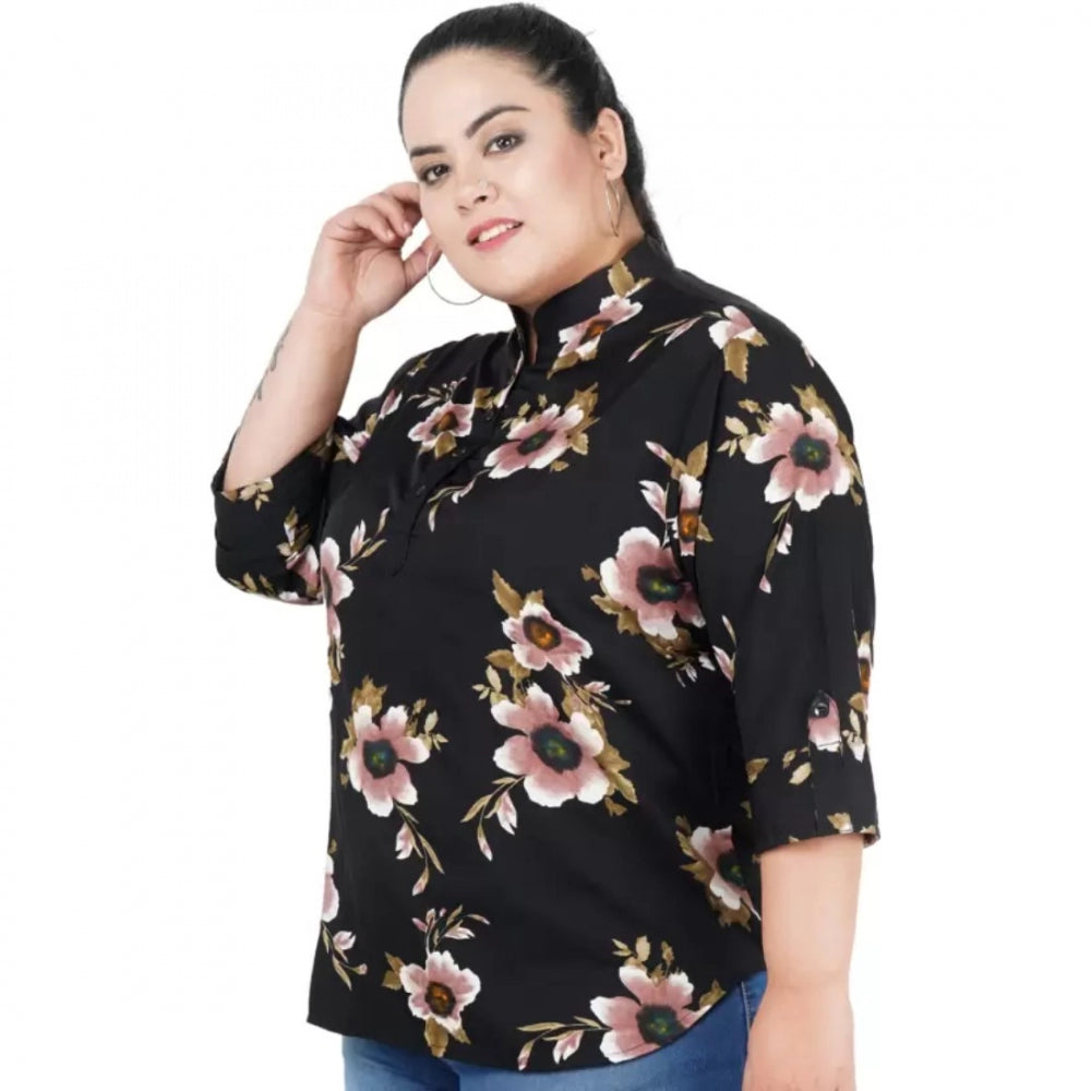 Black poly crepe top for women — styled view