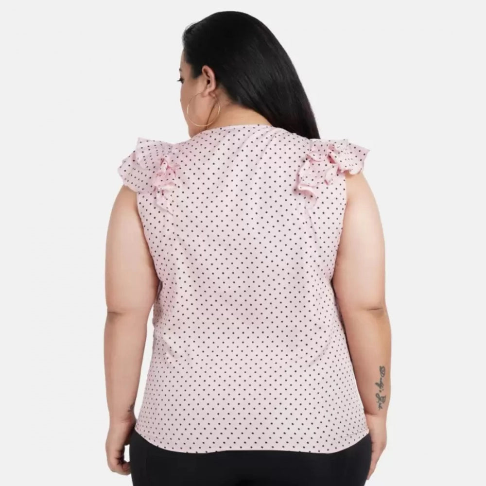 Pink crepe top for women — full look