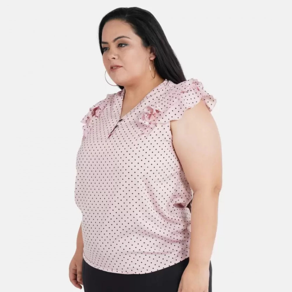Pink crepe top for women — detail view