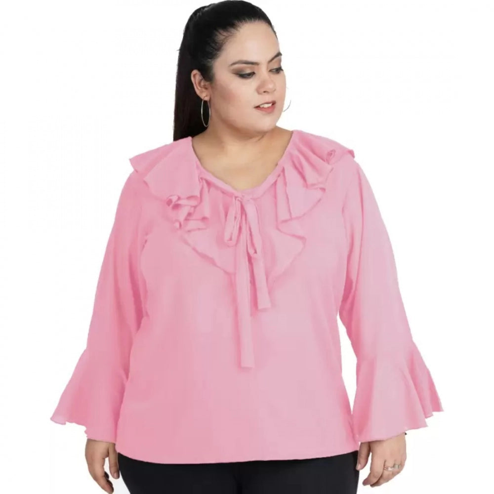 Pink georgette top for women — front view