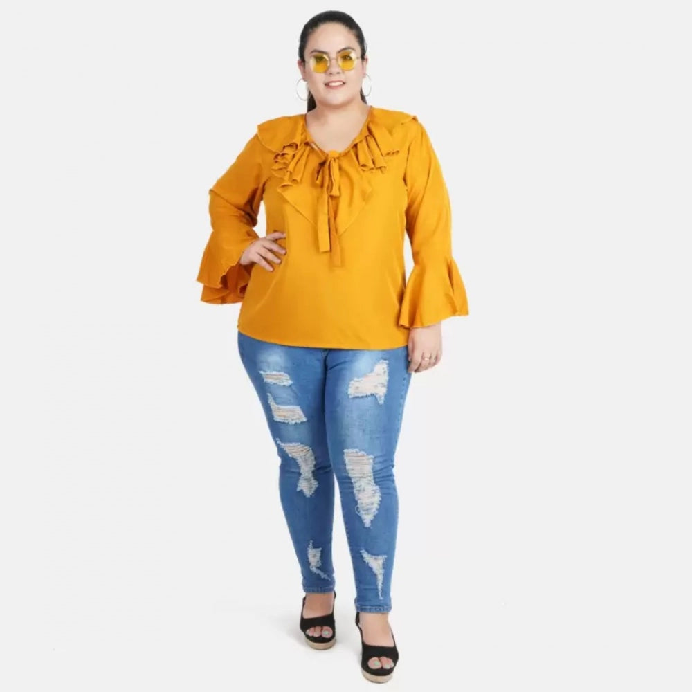 Yellow georgette top for women — styled view