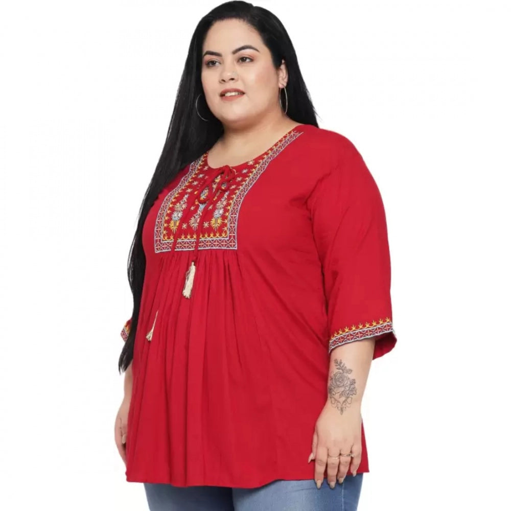 Maroon rayon top for women — full look