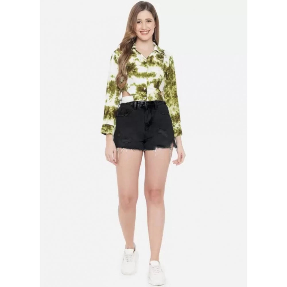 Green rayon top for women — styled view