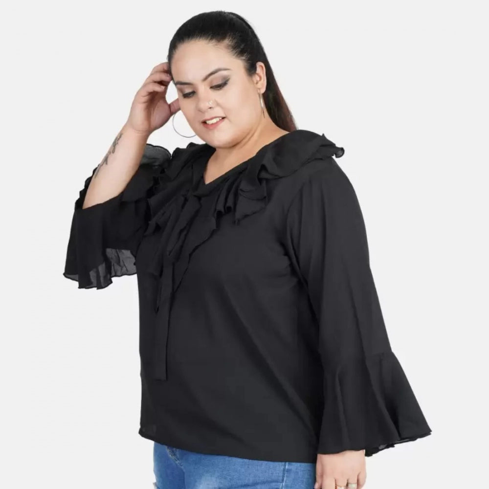 Black georgette top for women — detail view