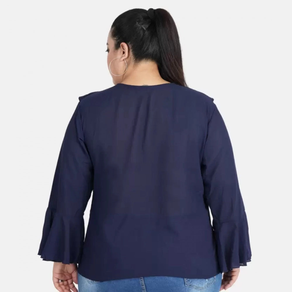 Blue georgette top for women — full look