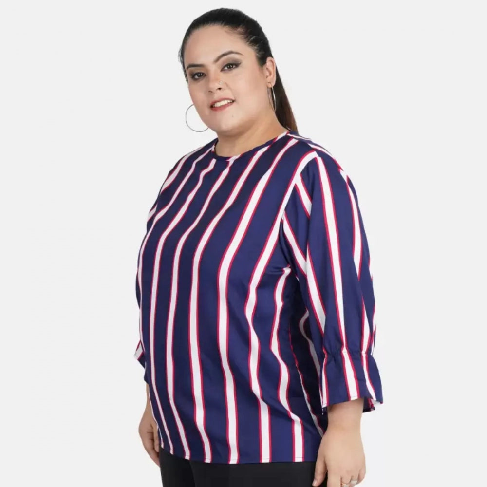 Blue crepe top for women — full look