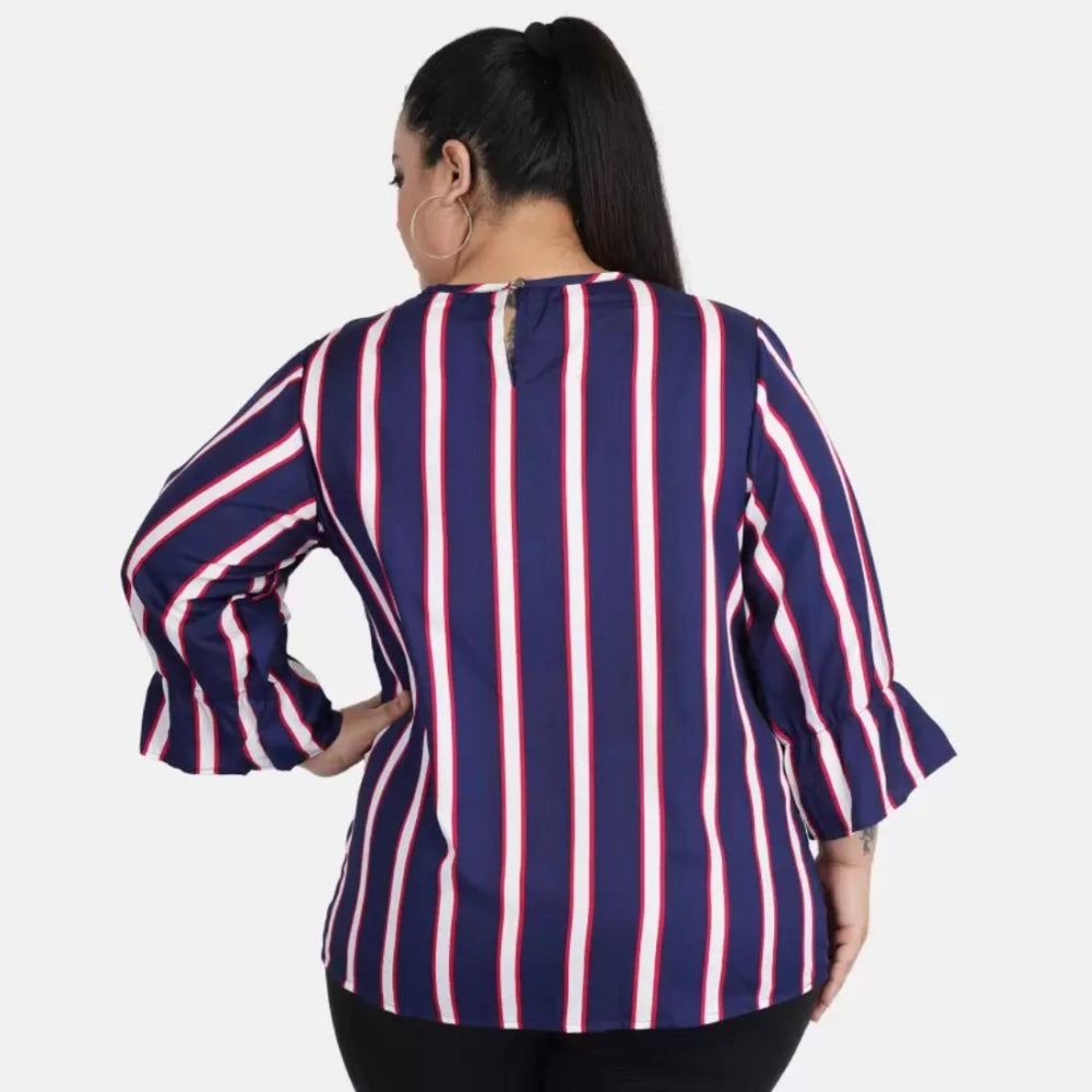 Blue crepe top for women — detail view