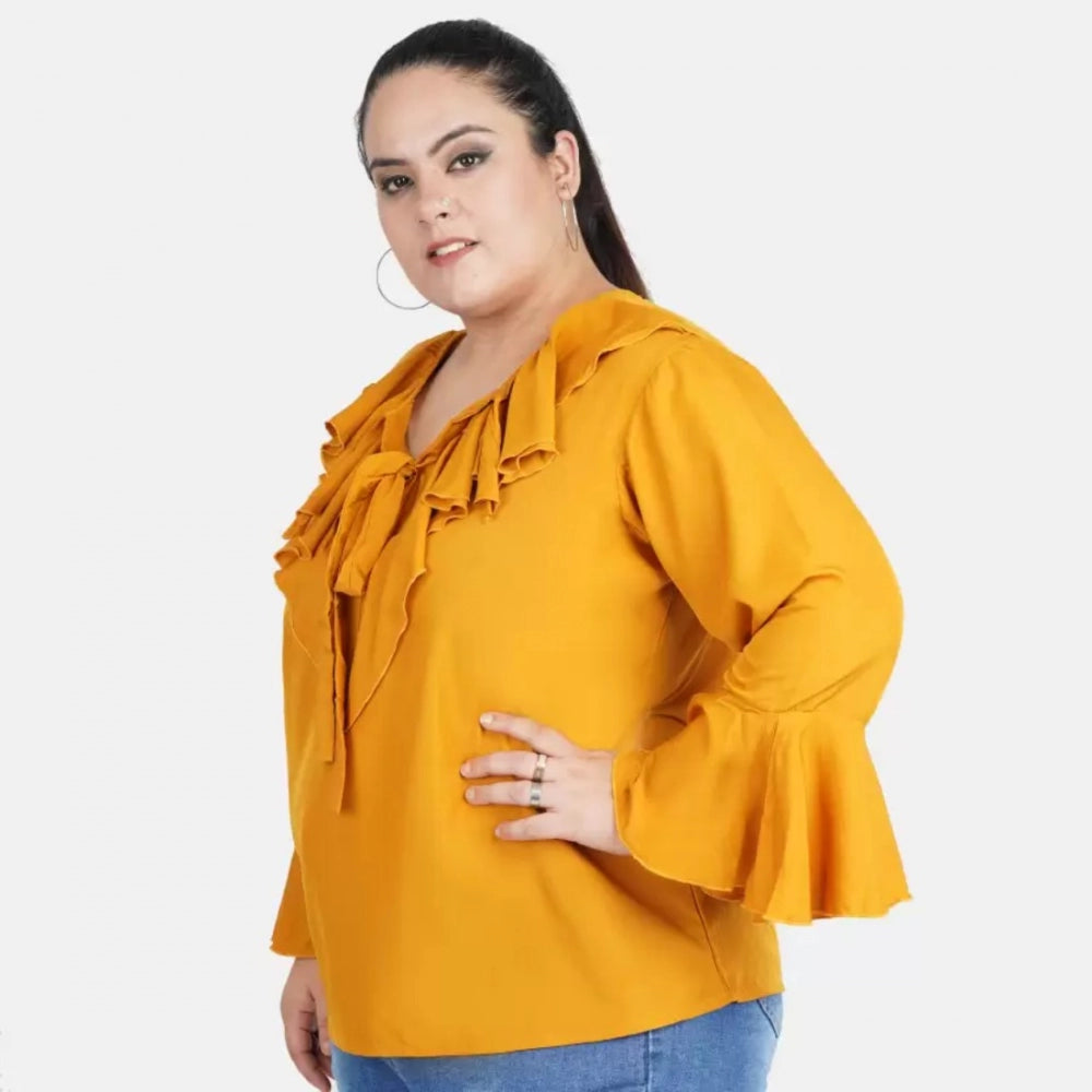 Yellow georgette top for women — detail view