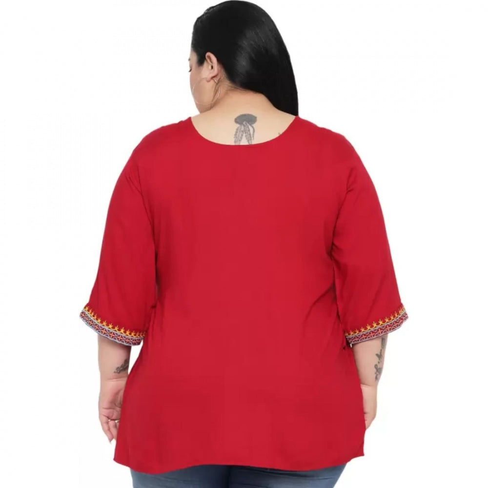 Maroon rayon top for women — styled view