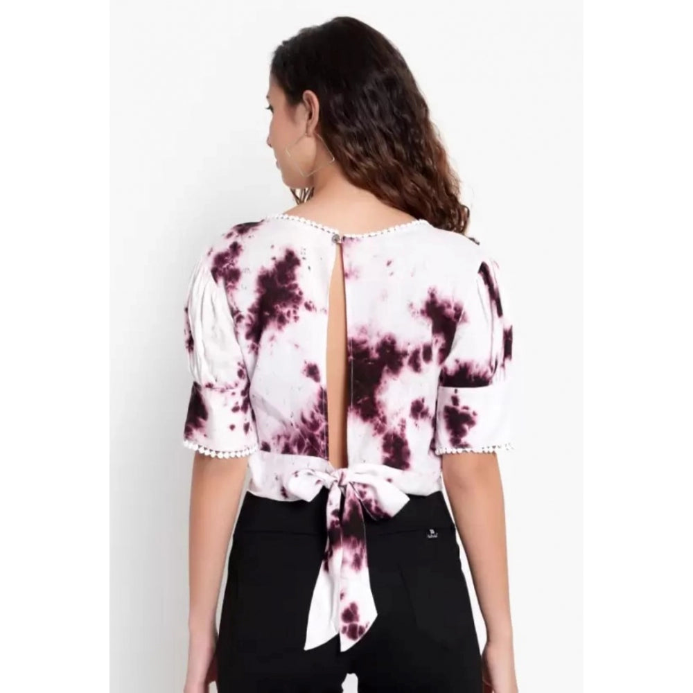 Purple rayon top for women — styled view