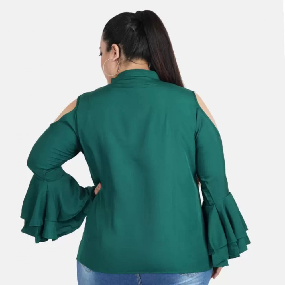 Green crepe top for women — detail view