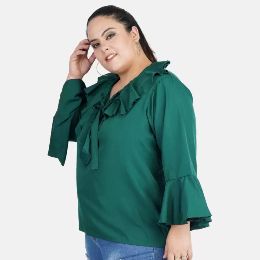 Green georgette top for women — detail view