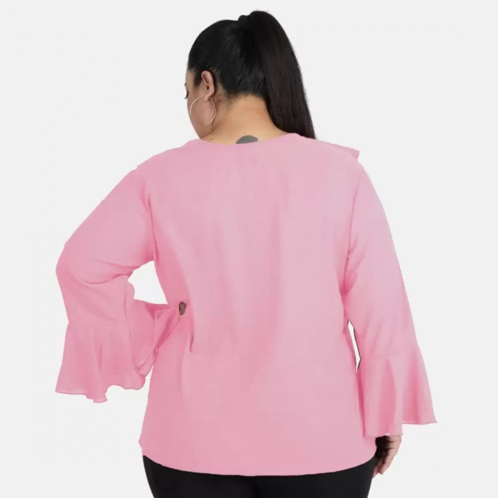 Pink georgette top for women — full look