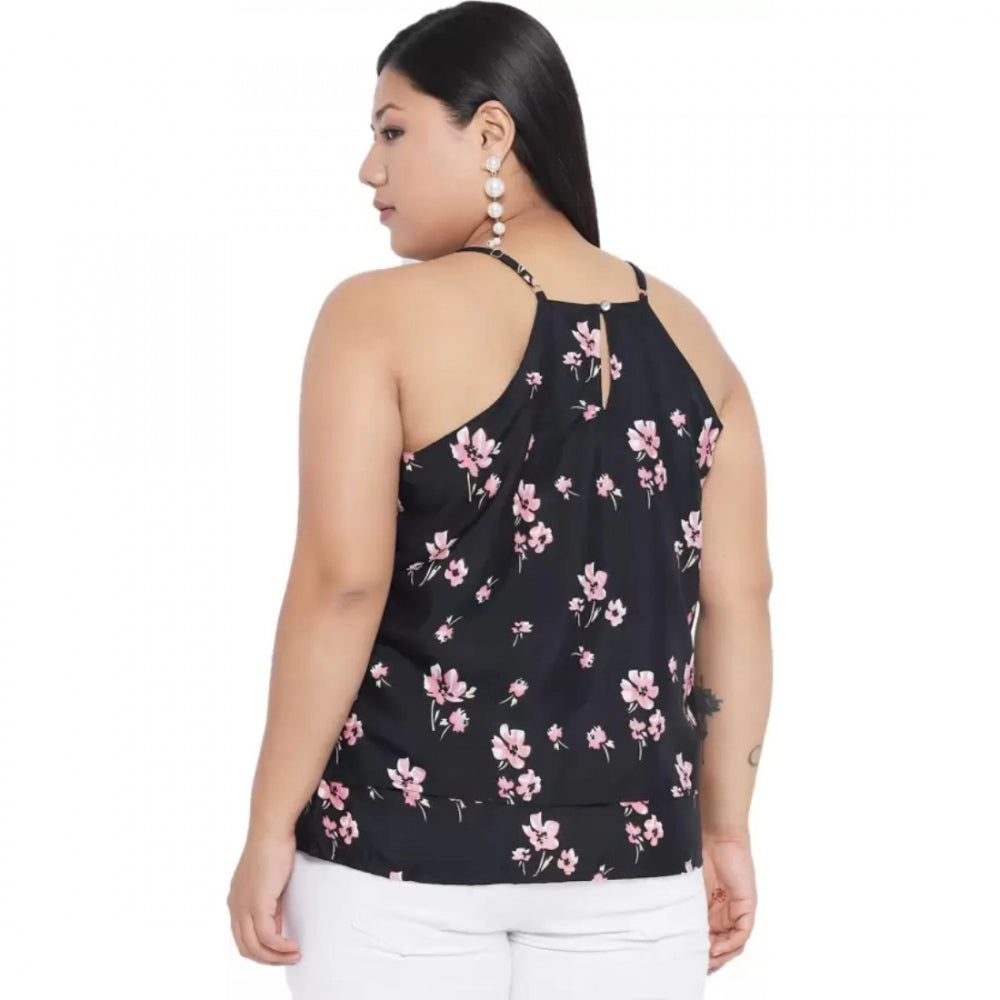 Black polyester top for women — styled view