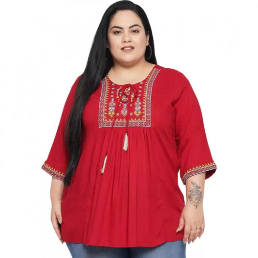 Maroon rayon top for women — front view