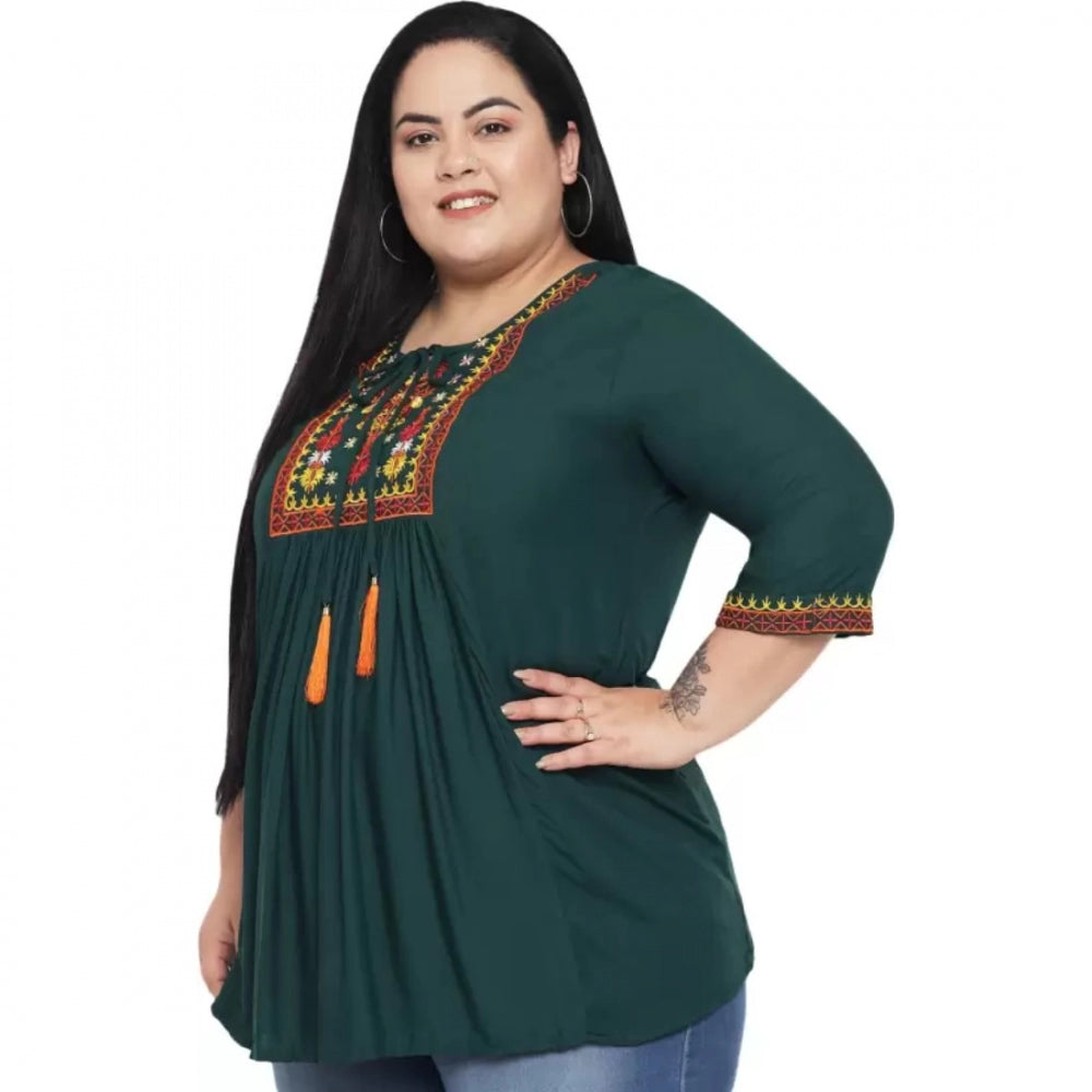 Dark Green rayon top for women — detail view