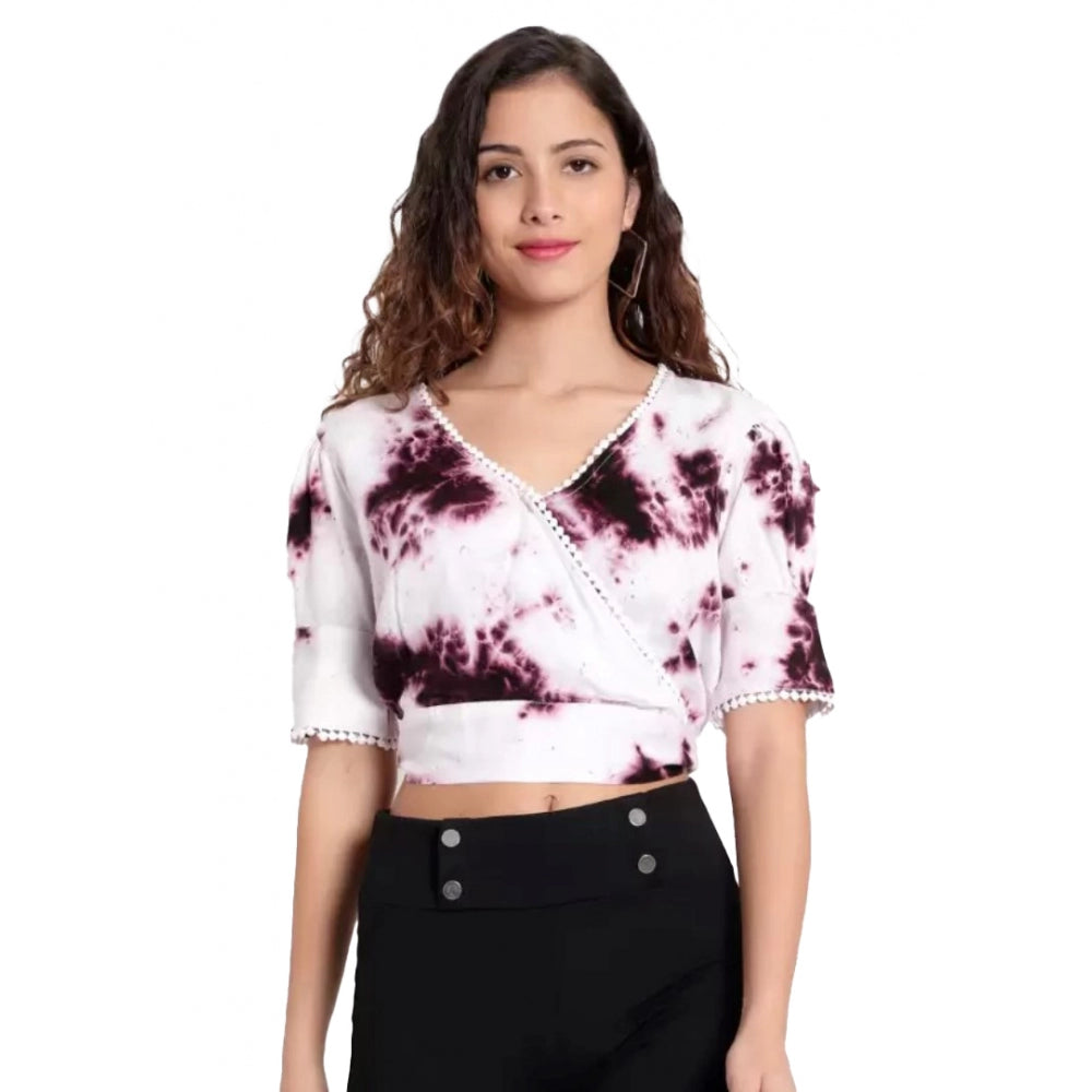 Purple rayon top for women — front view