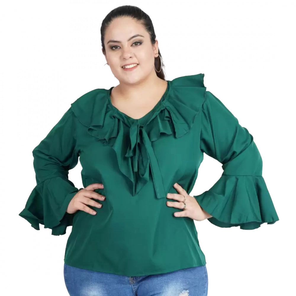 Green georgette top for women — front view