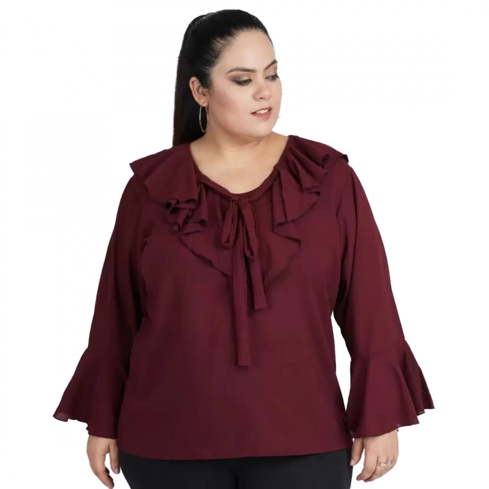 Maroon georgette top for women — front view